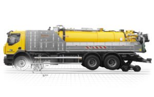 Rail-road cleaning and vacuum vehicle V2R-HYDRO featuring a powerful suction system to clean tracks and surroundings