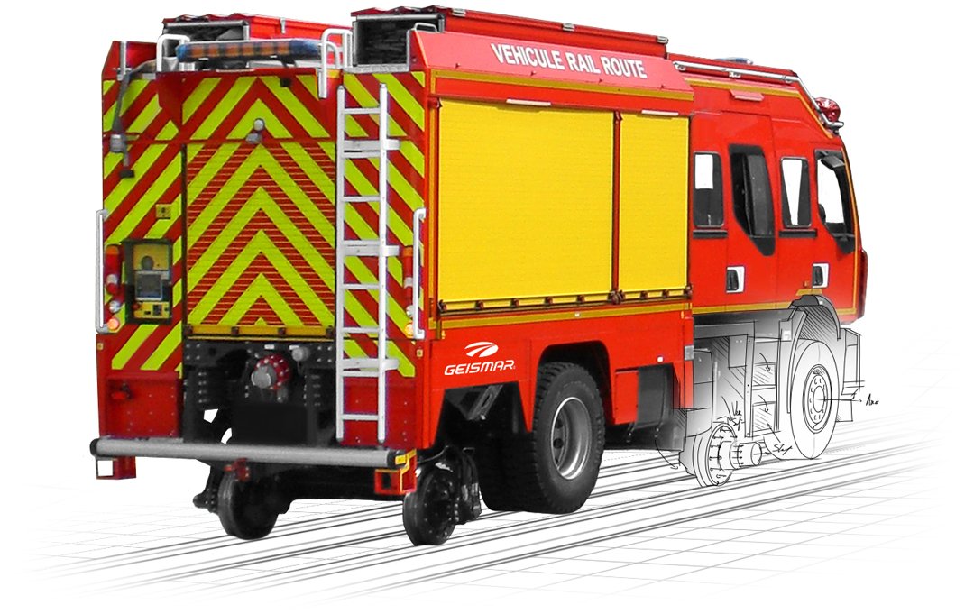 公铁两用消防车V2R-LAI可以在铁路线的所有部分进行作业