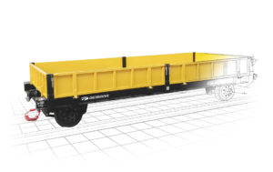 The railway trailer allows the transport of materials
