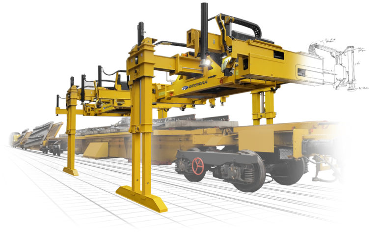 Track and turnouts panel laying gantry PWP fitting any railway network