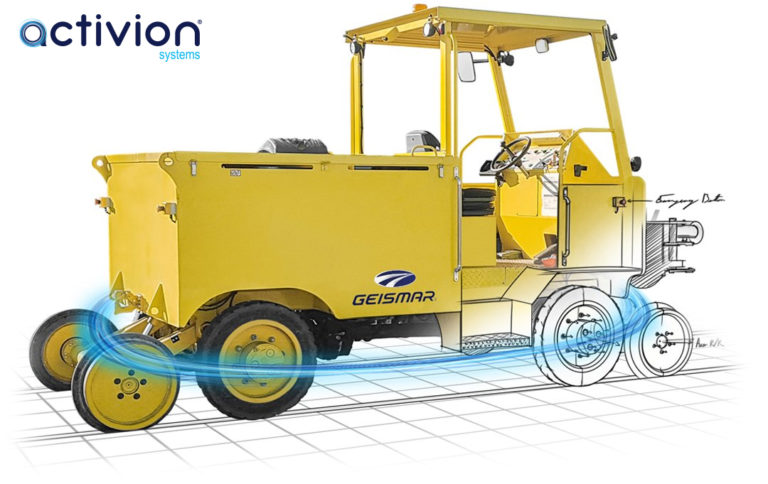Electrically driven shunter vehicle that pushes wagons