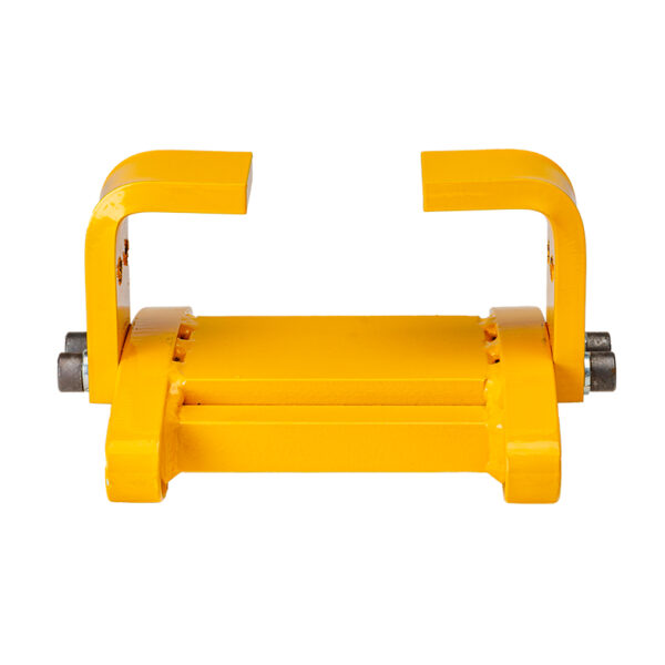 Yellow height block for rail puller front view