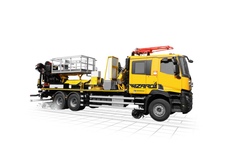 Geismar Universal Wizard - V2R road-rail truck for inspection and maintenance of catenary systems and their surroundings
